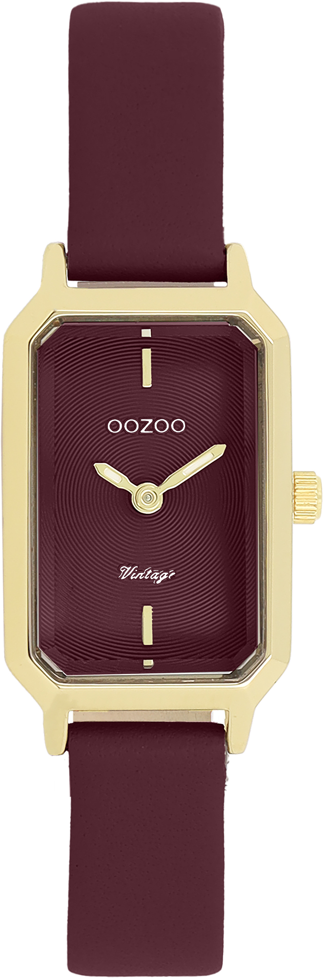 Gold coloured OOZOO watch with burgundy leather strap - C20453